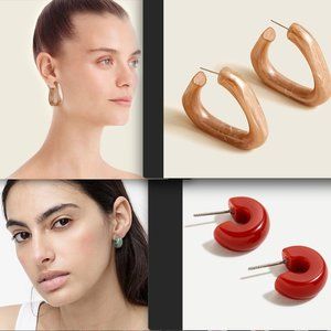 J.Crew Mini hard candy acetate hoops-AY748 & Made-in-Italy acetate angular hoop